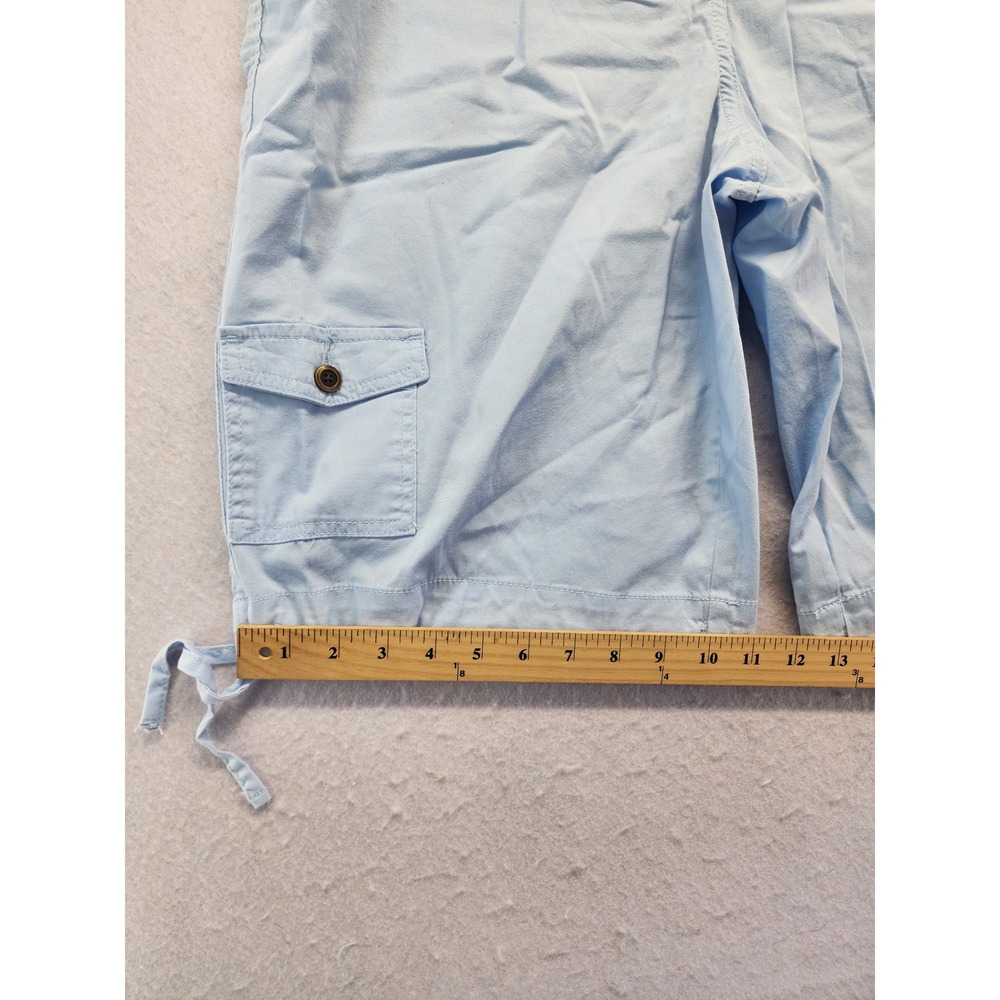 Karen Scott Blue Tummy Control Cargo Bermuda Short Size 16 Coastal Summer Casual - Picture 5 of 11